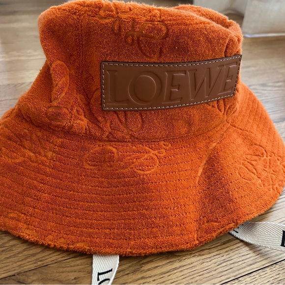LOEWE + Paula\'s Ibiza Anagram canvas and leather-trimmed terry bucket hat